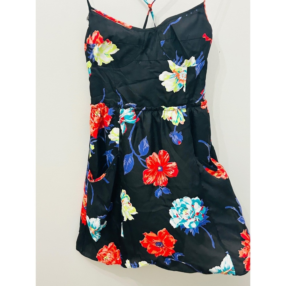American Eagle Tropical Floral Mini Dress Smocked Back Vacation Summer Small